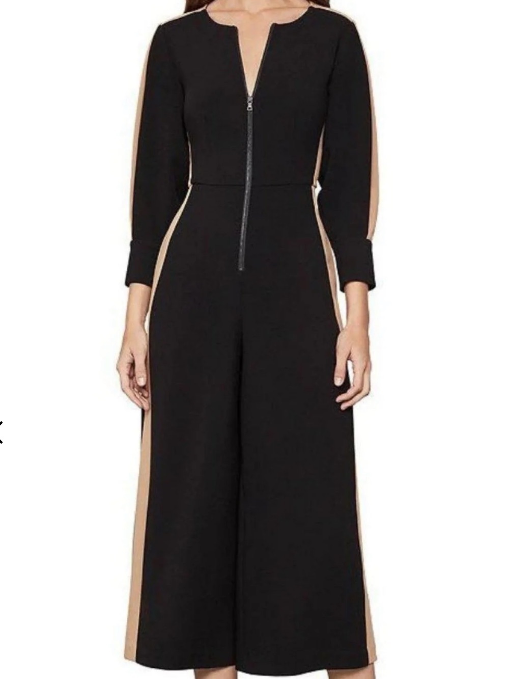 BCBGMAXAZRIA Colorblock Side Stripe Cropped Boiler Jumpsuit